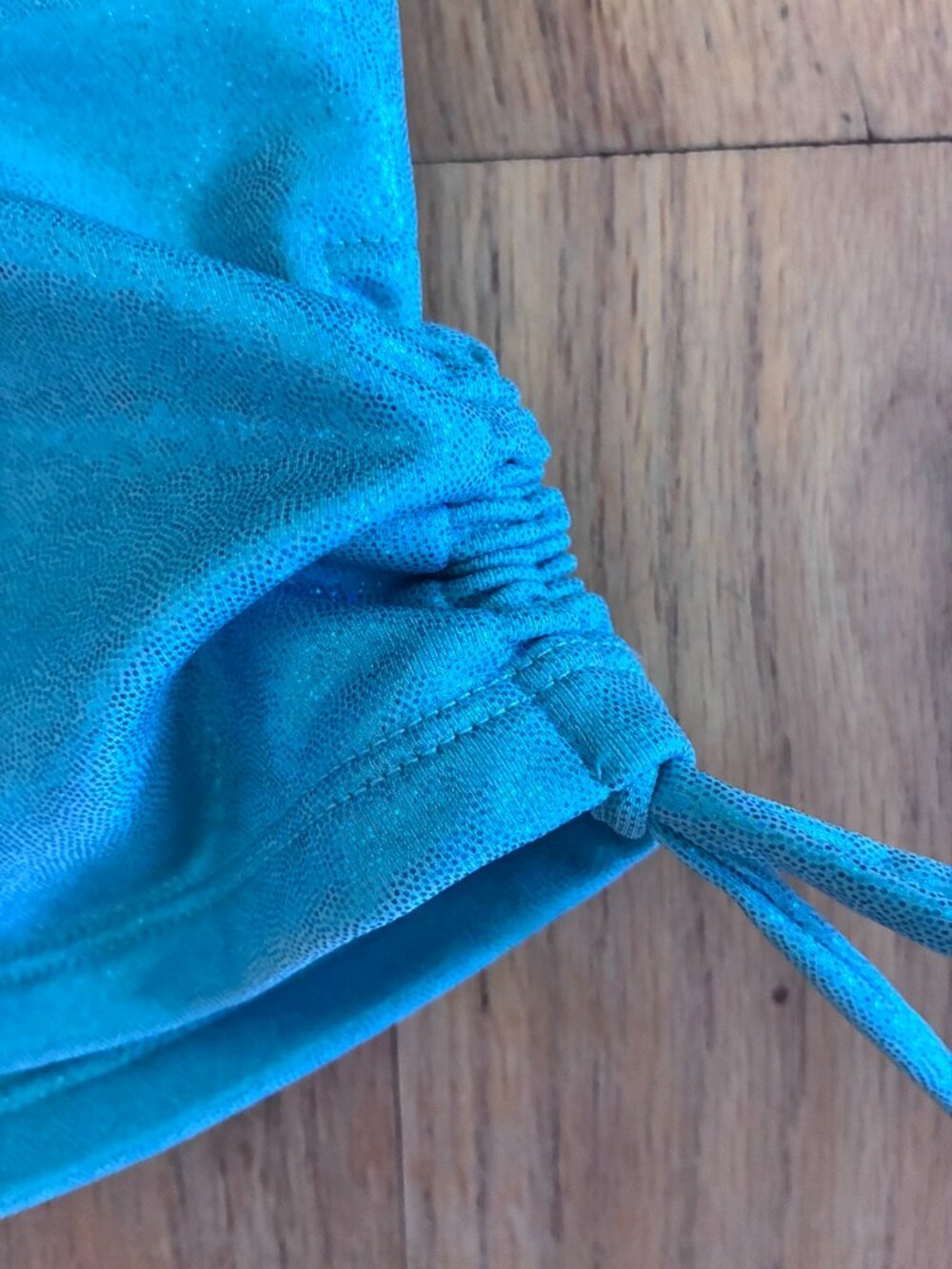 Justice Girls Turquoise Shimmer Ruched Dance Cheer Gymnastics Shorts XL 16/18 - Picture 3 of 5